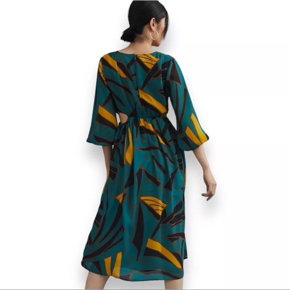 Anthropologie Ranna Gill Womens Cut-Out Midi Dress Sz XL Multicolor Long Sleeve - Picture 2 of 12